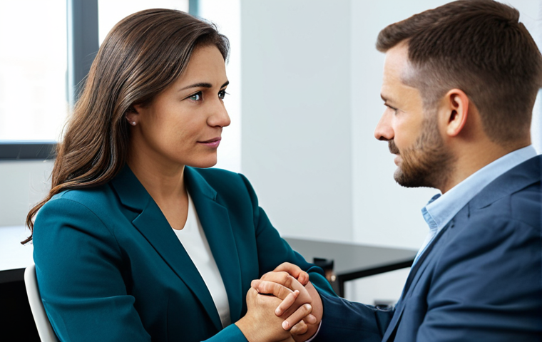 A professional clinical psychologist, fully clothed in a modest business suit, is engaged in a focused one-on-one counseling session with a patient in a comfortable, modern therapy office. Both individuals are in appropriate attire, maintaining professional distance. The scene conveys active listening, empathy, and trust in a professional, family-friendly setting. safe for work, appropriate content, fully clothed, perfect anatomy, correct proportions, natural pose, well-formed hands, proper finger count, natural body proportions, professional photography, high quality.