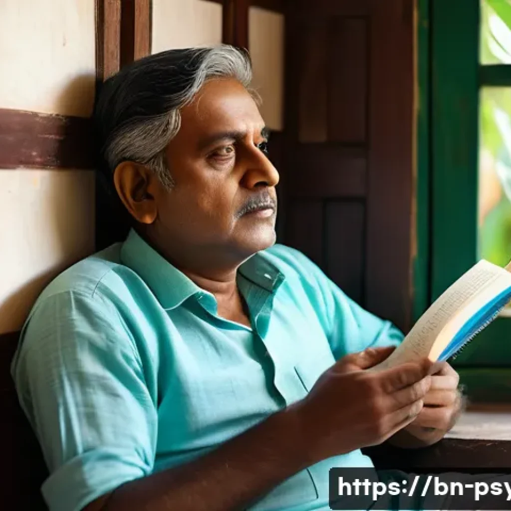 심리학 심리적 분석 - A thoughtful Bengali man sitting quietly in a traditional home setting, wearing modest casual clothi...