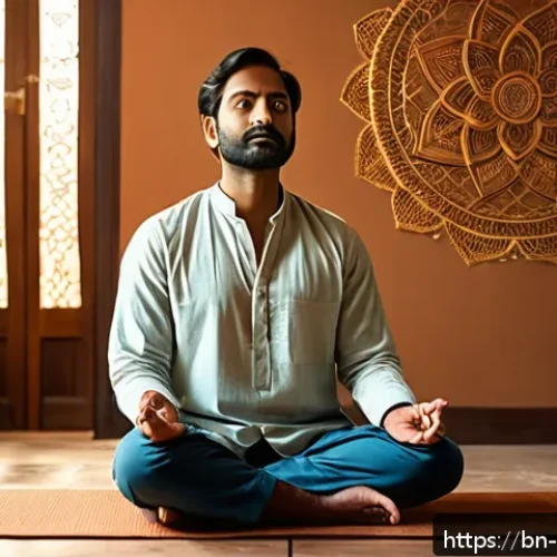 심리학 이론 연구 - A thoughtful Bengali man in his 30s sitting calmly in a serene room filled with soft natural light, ...